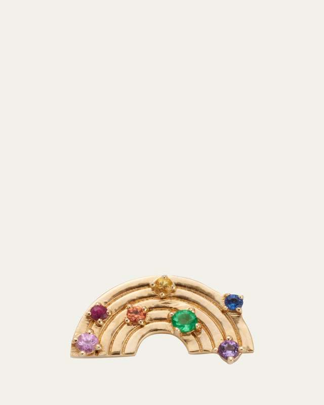 14K Yellow Gold Rainbow Stud Earrings